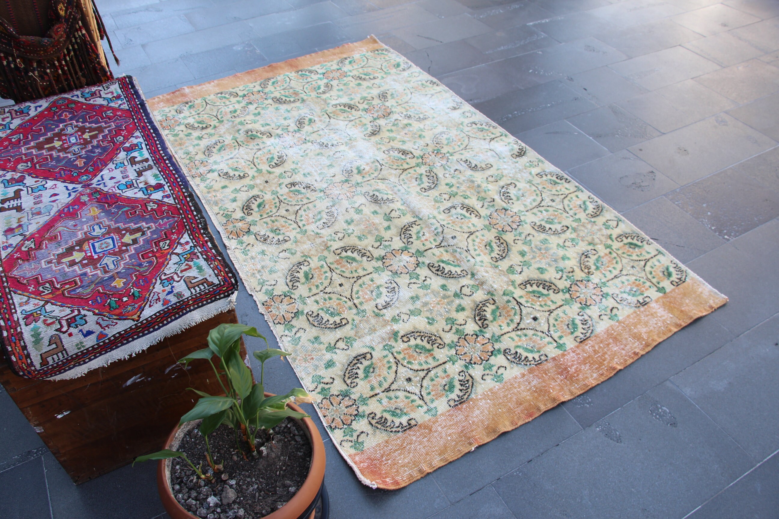 トルコ絨毯、ヴィンテージ絨毯、寝室絨毯、エリア絨毯、オリエンタル