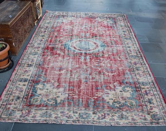 turkish kilim rug, handmade kilim rug, vintage kilim rug, 6.1 x 9.7 area rug, wool rug, floor rug, boho decor rug, bohemian rug, MB14508