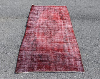 Turkish rug, Runner rug, Vintage rug, Bohemian rug, Oushak rug, Home decor, Rustic rug, Wool rug, Organic wool rug 2.9 x 6.6 ft MB12778