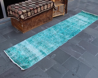 Turkish patchwork rug, Vintage runner rug, Handmade rug, Bohemian rug, Oushak rug, Home decor, Boho decor, Hallway Rug 2.1 x 9.2 ft MB15158