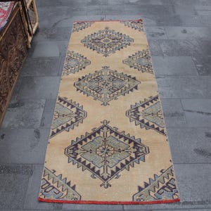 geometric runner rug, herki rug, turkish rug 2.6 x 7.2 Free Shipping hallway rug , vintage rug , stairs rug , handmade boho rug MBZ3492