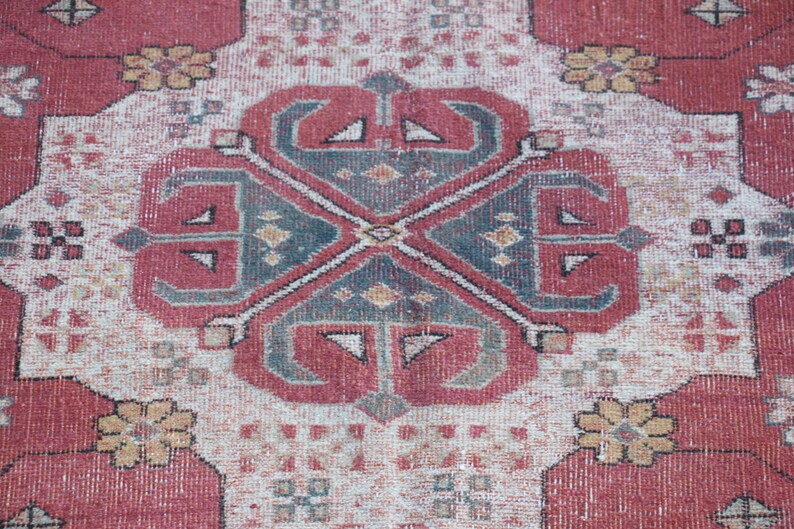 Turkish area rug, Vintage rug, Handmade rug, Faded orange rug, Oriental rug, Kitchenrug, Bedroom rug, Natural rug, Rug 4.8 x 7.5 ft. MBZ3830 image 5