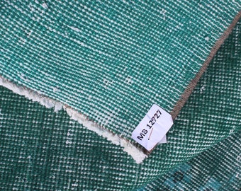 オーバーダイラグ、トルコ製エリアラグ、グリーンラグ、ヴィンテージ