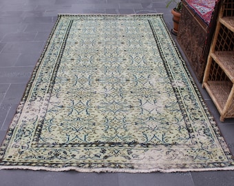 Turkish rug, Floor rug, Large rug, Living room rug, Oushak rug, Handmade rug, Vintage rug, Bohemian rug, Boho decor,  5.2 x 9.1 ft  MB13109