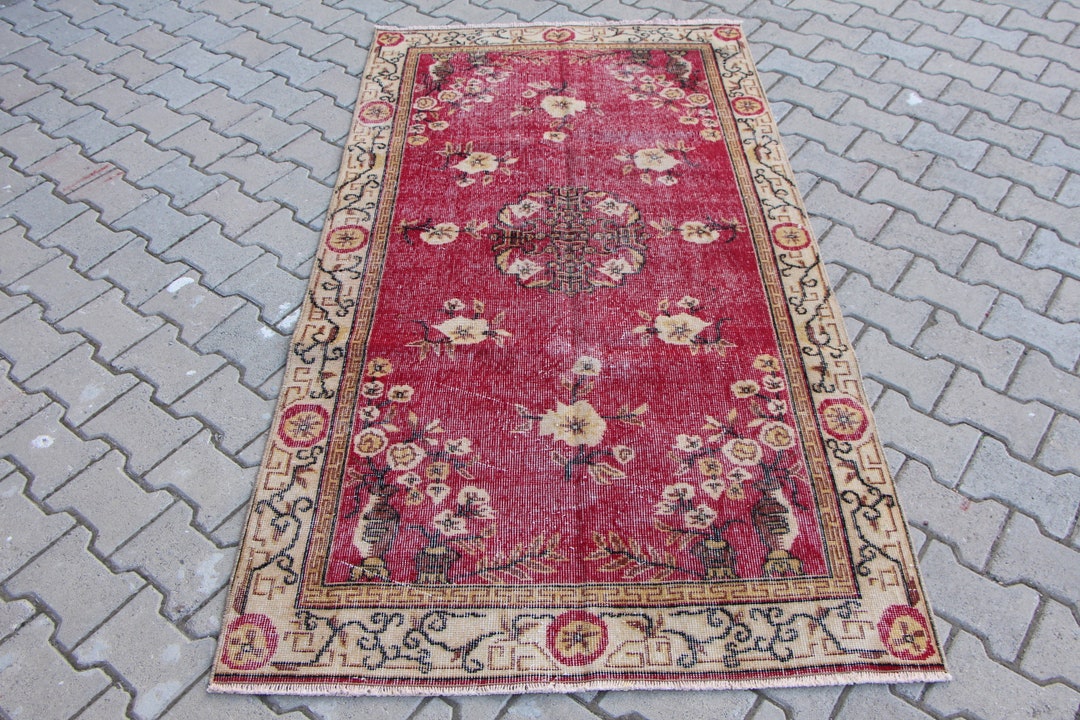 Handmade Red Rug Turkish Area Rug Anatolian Rug 3.8 X 7.1 Etsy UK