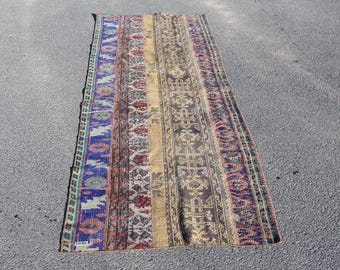 Turkish patchwork rug, Vintage runner rug, Handmade rug, Bohemian rug, Oushak rug, Home decor, Boho decor, Hallway Rug 2.8 x 8.4 ft MB12131