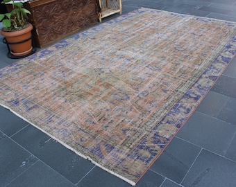 Oriental wool rug, Large area rug, Vintage rug , Turkish rug , Green area rug 5.9 ft x 9.2 ft  Area rug , Handknotted rug , Carpet, MBZ2509