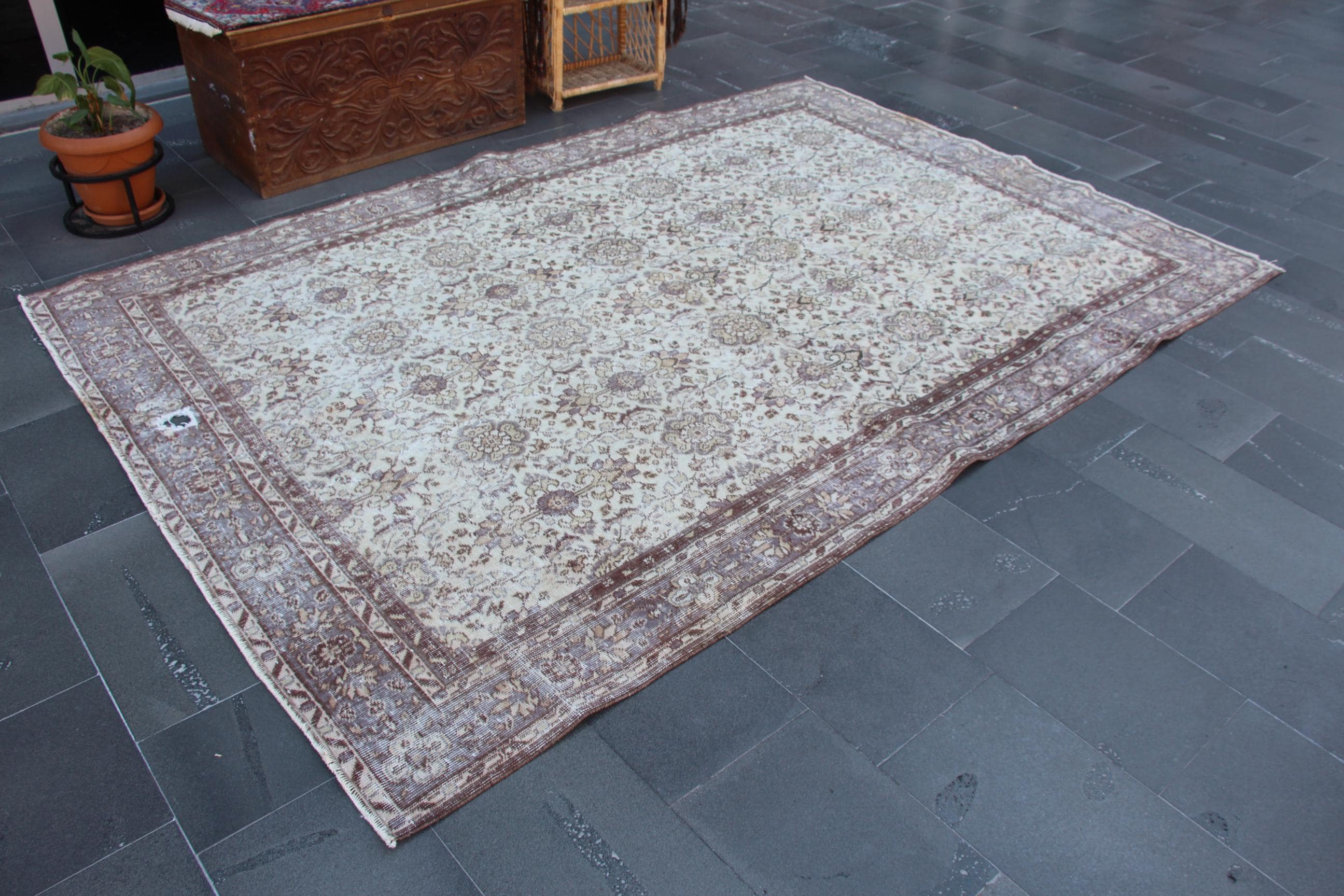 トルコのオリエンタルラグ、ヴィンテージラグ、エリアラグ、素朴な