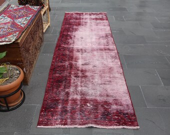 Alfombra de pasillo, alfombra turca, alfombra vintage, alfombra hecha a mano, alfombra boho, alfombra Oushak, decoración del hogar, alfombra azteca, alfombra de pasillo, 2,8 x 9,2 pies MB13831