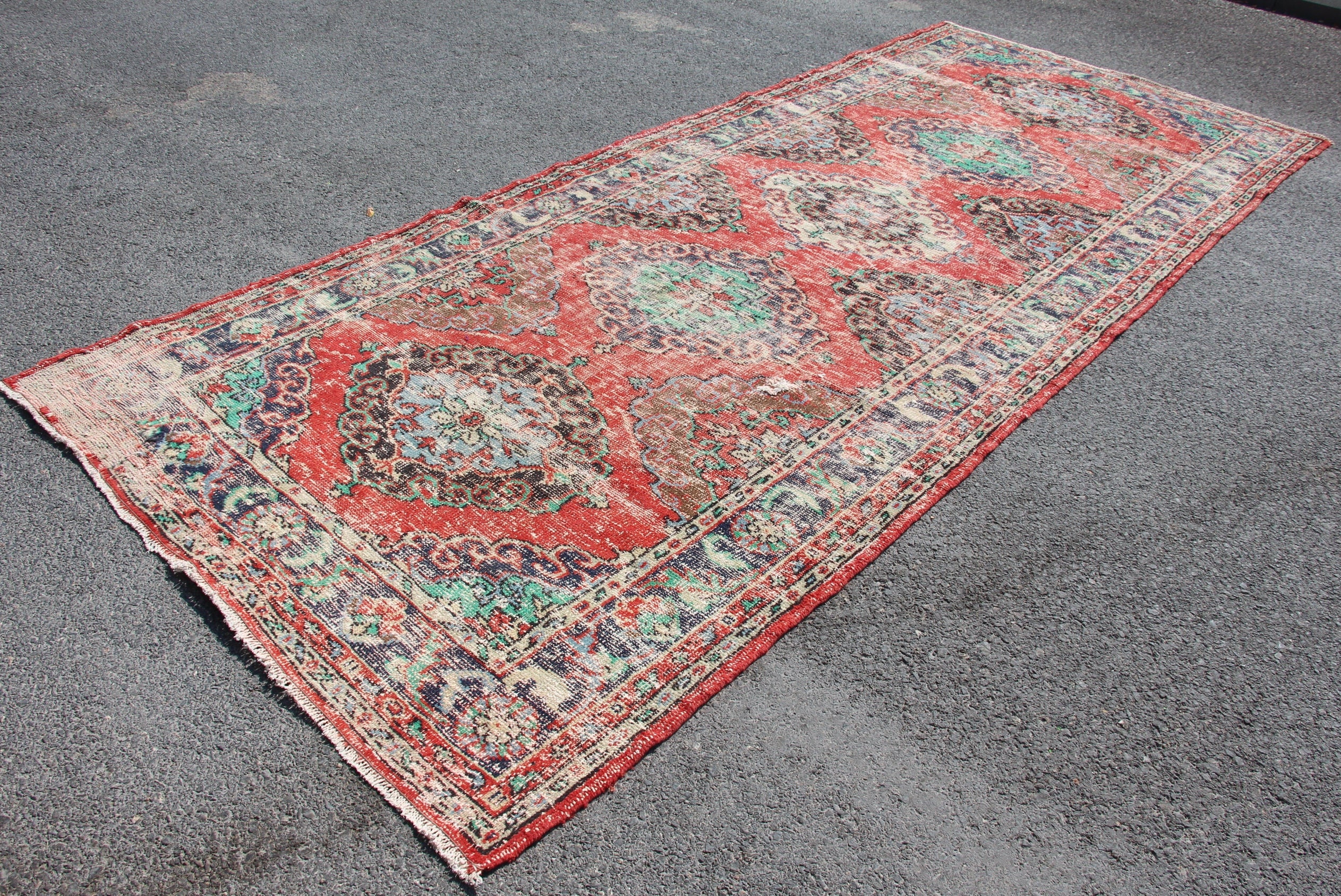 60×104 \"zig-zag” ViNTAGE TURKiSH RUG Steelman Rugs — Vintage Turkish Oushak Rug 7'8