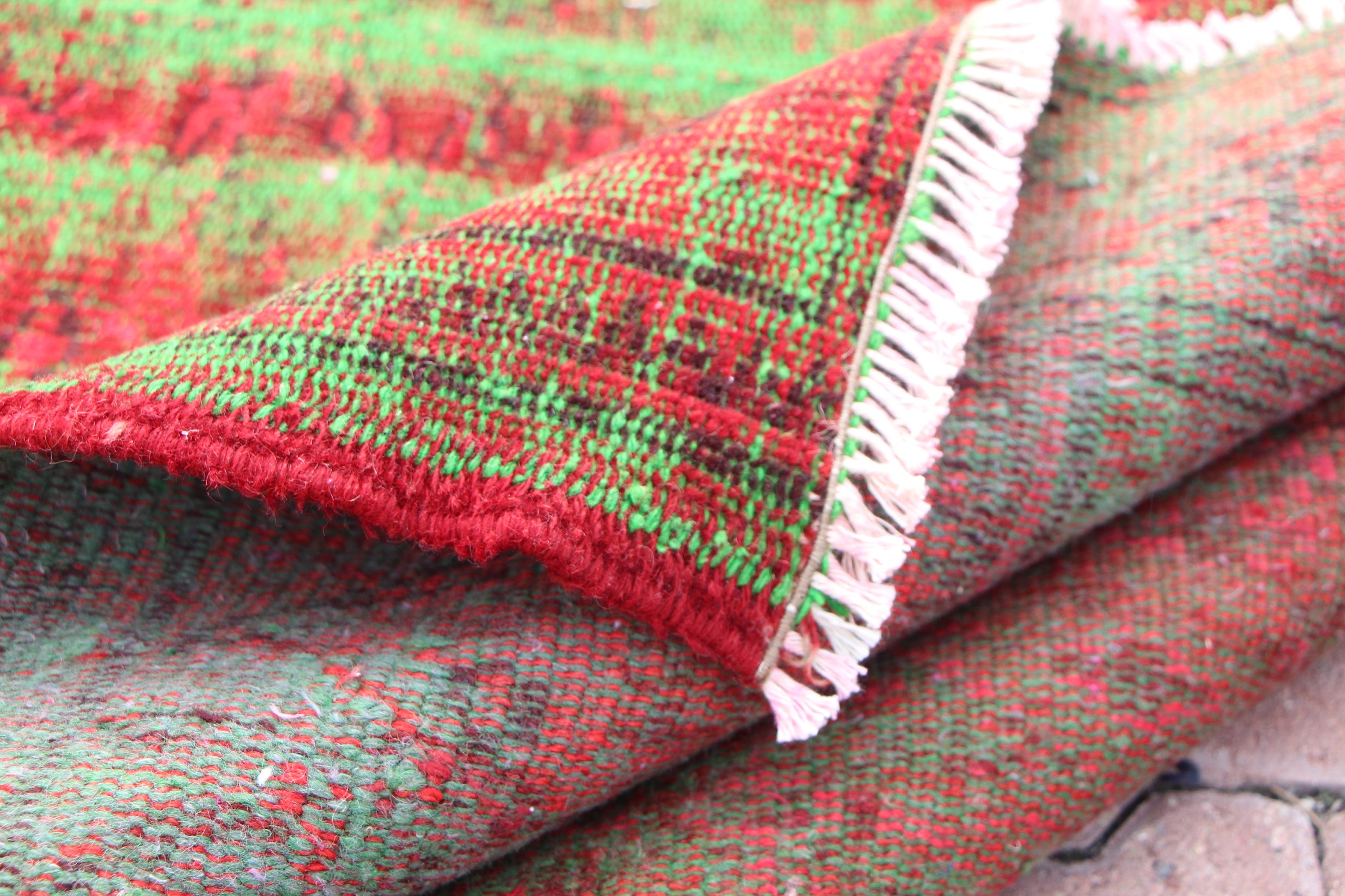 Vintage Red Area Rug Rustic Kitchen Decor Turkish Handmade Etsy