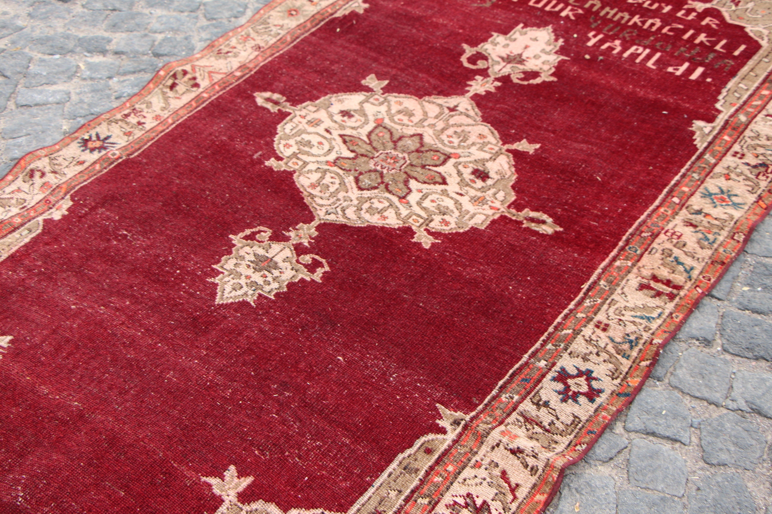 Large red rug Vintage handmade rug Turkish rug 4.5 x 8.9 Ft | Etsy