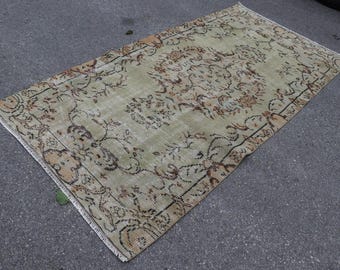 Handmade rug, Turkish vintage rug, Natural wool rug, Purple rug, Rustic kitchen decor, Home decor, Bohemian rug, Rug, 3.9 x 8.0Ft  MBS6452