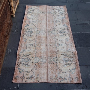 Turkish runner rug, Vintage rug, Kitchen rug, Home decor, Wool boho rug, Loft house decor, Oushak rug, Hallway area rug 2.5 x 5.4 ft MB14757