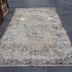 Bedroom rug, Vintage rug, Turkish rug, Oushak rug, Organic Wool rug, Bohemian decor rug, Handknotted rug, Oriental rug 5.5 x 9.2 MBZ4147