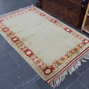 Turkish rug, Vintage handmade rug, Oushak rug, Boho decor rug, Area rug, Kitchen rug, 3.6 X 6.2 Ft Bedroom rug, Tribal rug, Wool rug, MB9278