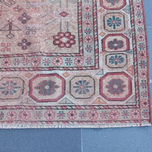 Turkish area rug, Vintage rug, Handmade rug, Faded orange rug, Oriental rug, Kitchenrug, Bedroom rug, Natural rug, Rug 4.8 x 7.5 ft. MBZ3830 image 7