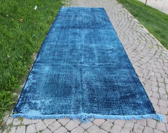 blue rug, turkish rug, vintage rug , ovedyed rug Free Shipping 5.2 ft x 16.2 ft oushak rug oversize rug , boho decor rug , area rug MB8273