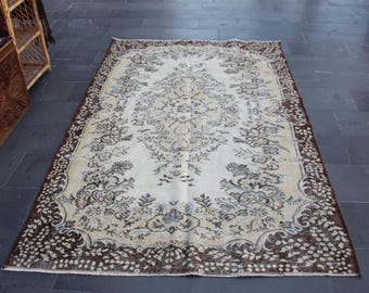Gift for the interior designer, Handmade rug, Oushak rug, Turkish area rug, Oriental rug, Bohemian rug, Wool rug, 5.3 x 8.4 ft MBZ4027