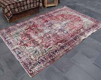 Turkish Faded Rug, Vintage Area Rug, Handmade Rug, Bohemian Rug