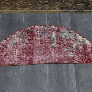 Small red rug, Turkish rug, Vintage rug, Handmade wool rug, Tribal rug, Boho decor, Bathmat, Doormat, Floral rug 1.2 x 2.7 Ft MB13051
