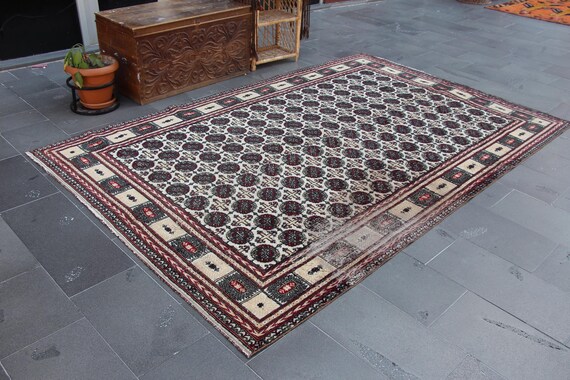 Turkish Rug, Vintage Rug 6.2 X 9.7 Ft Free Shipping Turkey Rug 