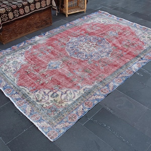 Turkish rug,  Area rug, Vintage rug, Bohemian rug, Oushak rug, Home decor, Rustic rug, Organic wool rug, Anatolian rug, 5.3 x 8.8 ft MB15289