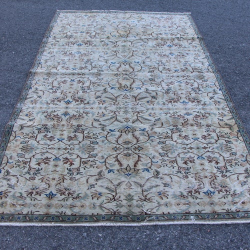 Turkish orange rug, Vintage shops rug, Large area rug, Livingroom decor, Bohemian rug, Floral rug, Boho home decor, Carpet, 5.1 x 8.9 ft MB11437