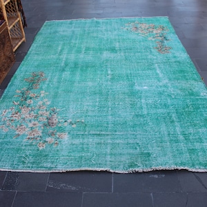 Oversize area rug, Bohemian rug, Handmade boho rug, Oushak rug, Home decor, Livingroom wool rug, Turkish vintage rug, 6.7 x 10.3 ft MBZ4075