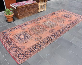 Alfombra vintage, alfombra boho, alfombra turca tipo pasillo. Envío gratis. Alfombra de lana natural de 1,35 x 3,44 m (4,4 x 11,3 pies), alfombra para pasillo, alfombra antigua, decoración boho. MBZ3607