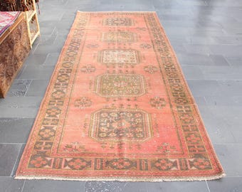 turkish rug, faded rug, oriental rug, vintage runner rug 4.7 x 11.3 Ft aztec rug, boho rug, kitchen rug, handmade rug, organic rug MBZ3611