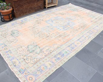Turkish oriental rug, Vintage rug, Large area rug, Wool rug, Livingroom decor, Home decor, Rare rug, Oushak rug, Boho rug, 5.7 x 9.8 MB13983