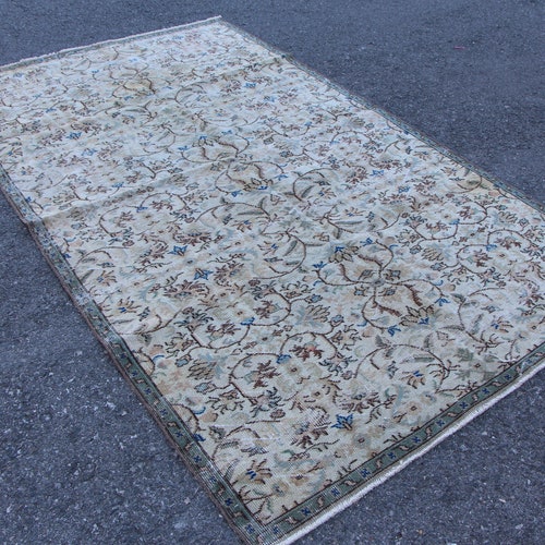 Turkish orange rug, Vintage shops rug, Large area rug, Livingroom decor, Bohemian rug, Floral rug, Boho home decor, Carpet, 5.1 x 8.9 ft MB11437