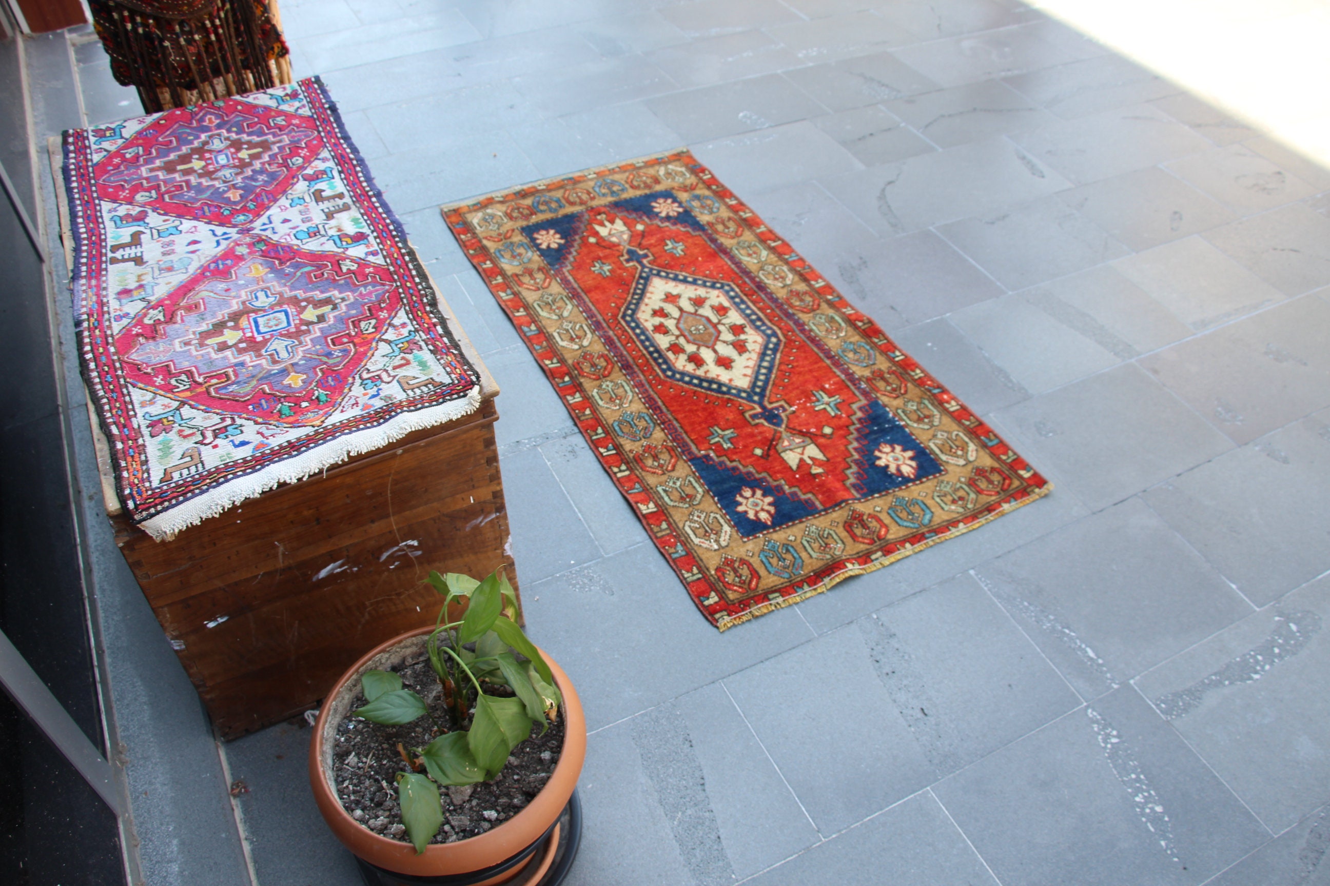 8x13.6 Ft Colorful Vintage Turkish Kilim Rug, Colorful Rug