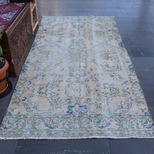 Turkish vintage rug, Large rug, Bohemian rug, Handmade boho rug, Oushak rug, Home decor, Livingroom rug, Carpet, 4.1 x 9.1 ft MBZ2339