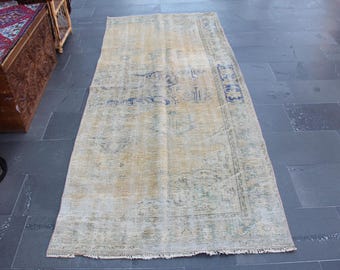 vintage pastel color runner rug, Free Shipping 3.8 x 9.4 ft anatolian hallway runner rug, handknotted decorative area rug, MBZ4235