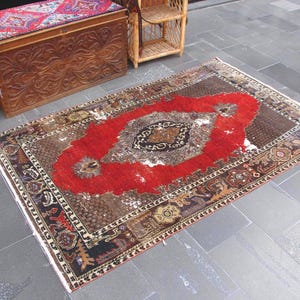 Bedroom rug, Vintage rug, Turkish rug, Oushak rug, Organic Wool rug, Bohemian decor rug, Handknotted rug, Oriental rug 4 x 6.5 ft MB13877