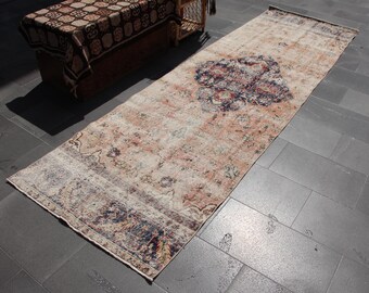 turkish runner rug , vintage rug free shipping 3.4 x 11.0 ft. home decor, decorative area rug, wool rug, handknotted rug, floor rug, MBT0098