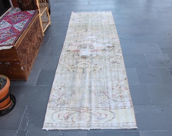 Alfombra de corredor vintage, alfombra turca, alfombra hecha a mano, alfombra de pasillo, alfombra oriental, alfombra Oushak, alfombra Herki, corredor, alfombra Boho, 2,8 x 9,2 pies MBZ4230