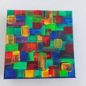 Fluorescent color painting, acrylic paint, abstract work in neon colors, fluorescent green, blue, violet, colorful artwork, 3D canvas, contemporary