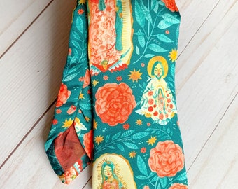 Our Lady of Guadalupe - Juan Diego - Red Roses - Catholic Necktie - Gift