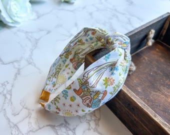 Our Lady of Fatima Knotted Headband – Jacinta, Francisco, Lucia Print – Catholic Accessory