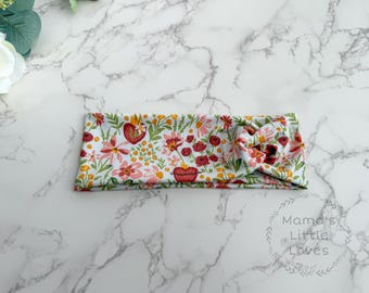 Holy Family Hearts - Floral on Cream - Twist Headband- Traditional - Catholic - Gift