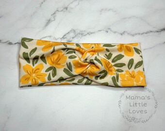 Yellow Snowdrop Floral  - Twist Headband - Gift - Miscarriage - Infant Loss