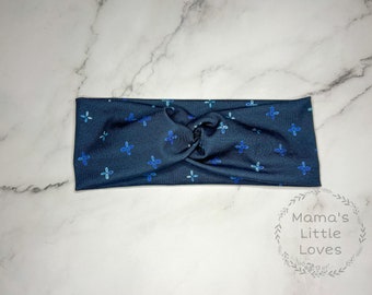 Blue Cross - Dark Blue - Christian - Catholic - Twist Headband - Gift
