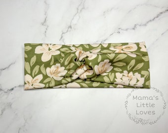 Green Snowdrop Floral  - Twist Headband - Gift - Miscarriage - Infant Loss