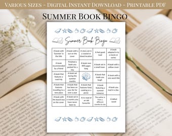 Summer Book Bingo: Printable Reading Challenge (PDF Download A4/A5/US Letter)