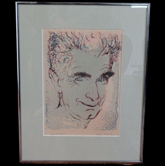 Otis Philbrick, Self Portrait, Woodblock Print, Signed