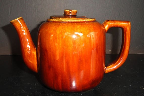 Antique Teapot Brown Glaze Molasses Glazed Teapot Impressed with S MINT