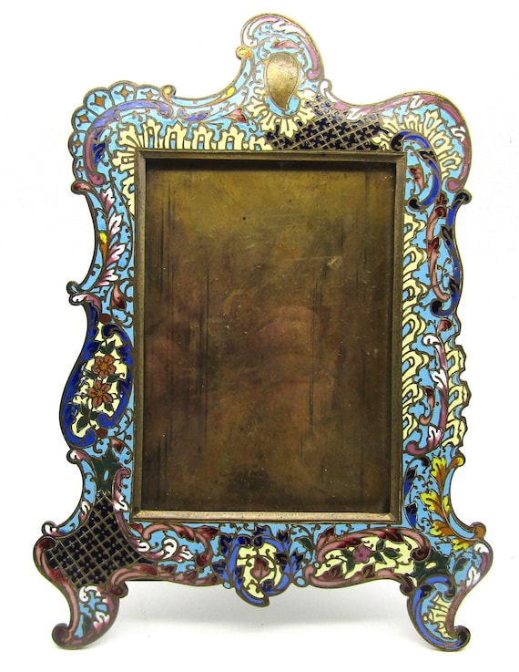 19th Century French Champlevé Enamel Picture Frame c 1860